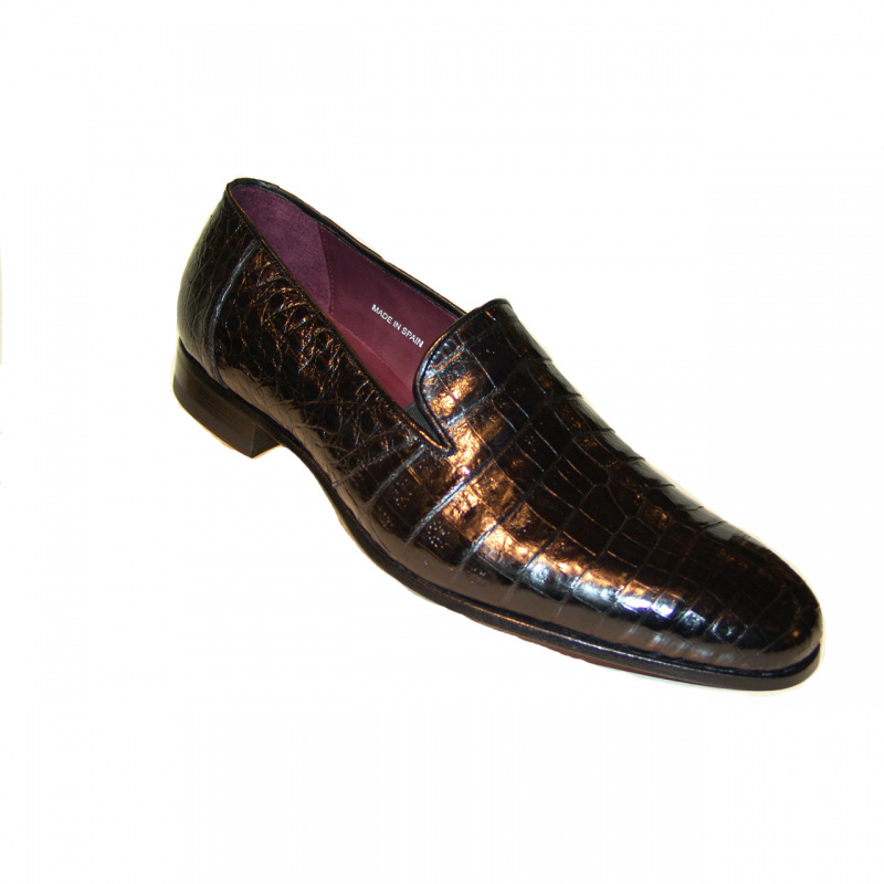 Pelle Line Exclusive  Mezlan Calvino Alligator Plain Loafer Black