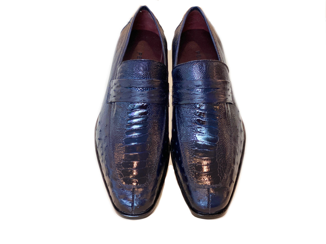 Pelle Line Exclusive Conor Ostrich Quilt and Ostrich leg loafer- Navy