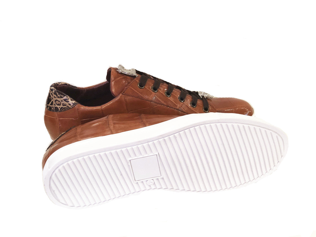 Pelle Line Exclusive Lucio- Full alligator Sneaker Cognac