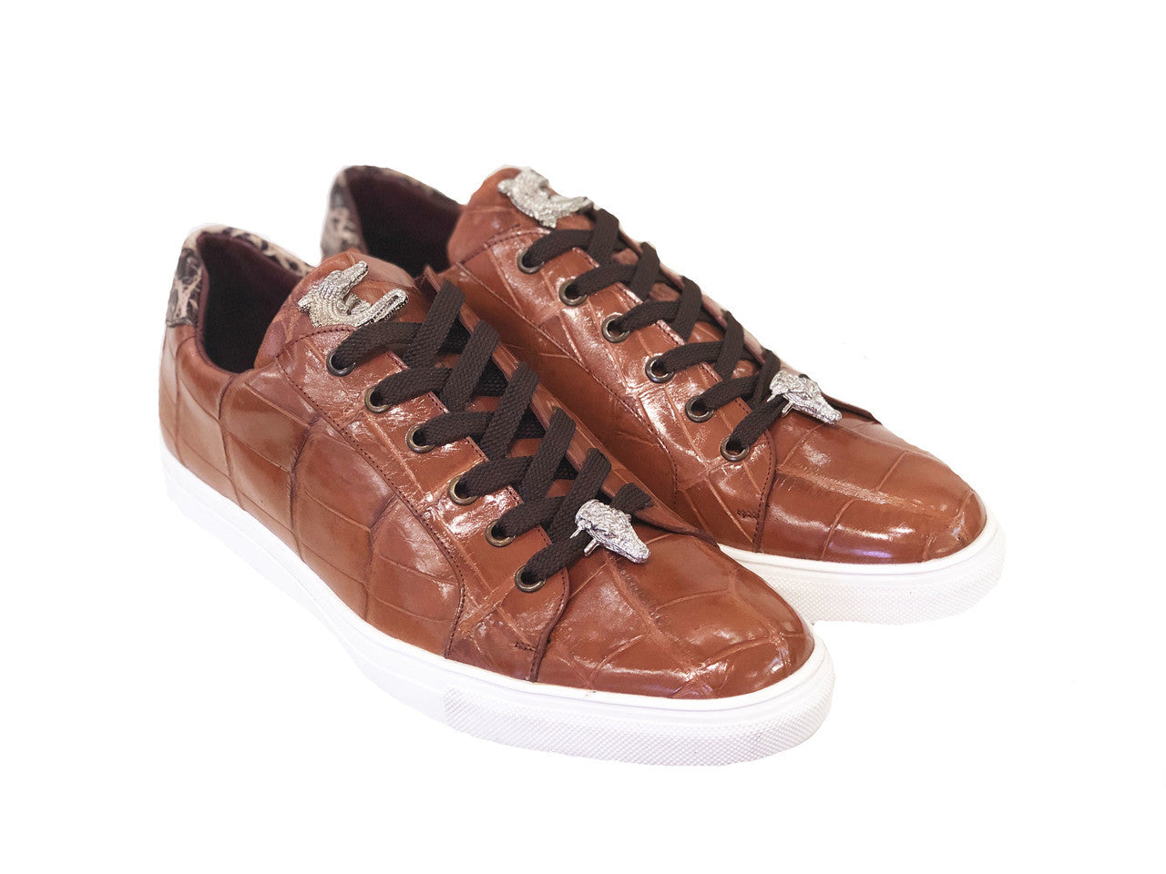 Pelle Line Exclusive Lucio- Full alligator Sneaker Cognac