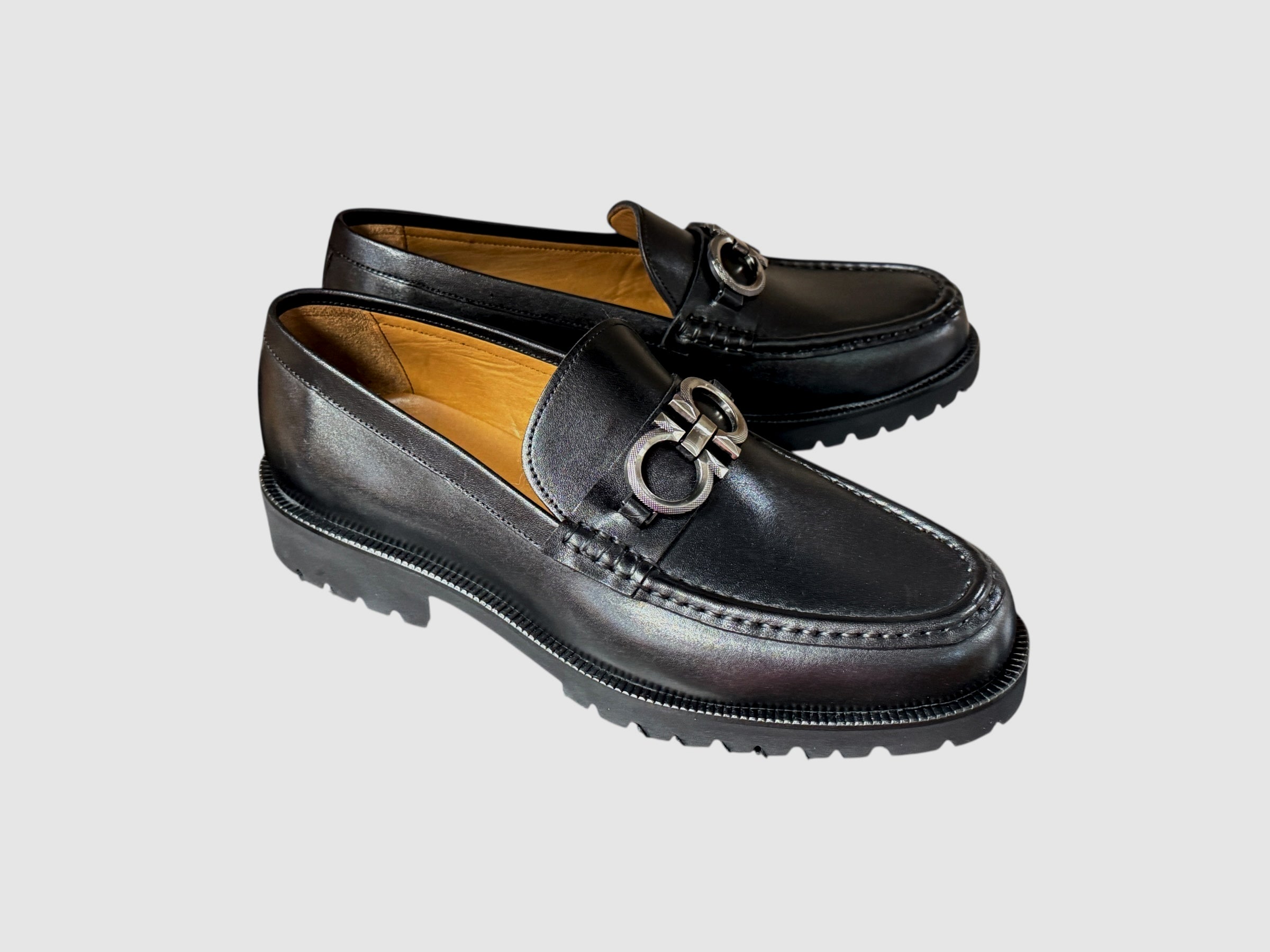 Pelle Line Newport- Buckle loafer with Lug Sole- Black