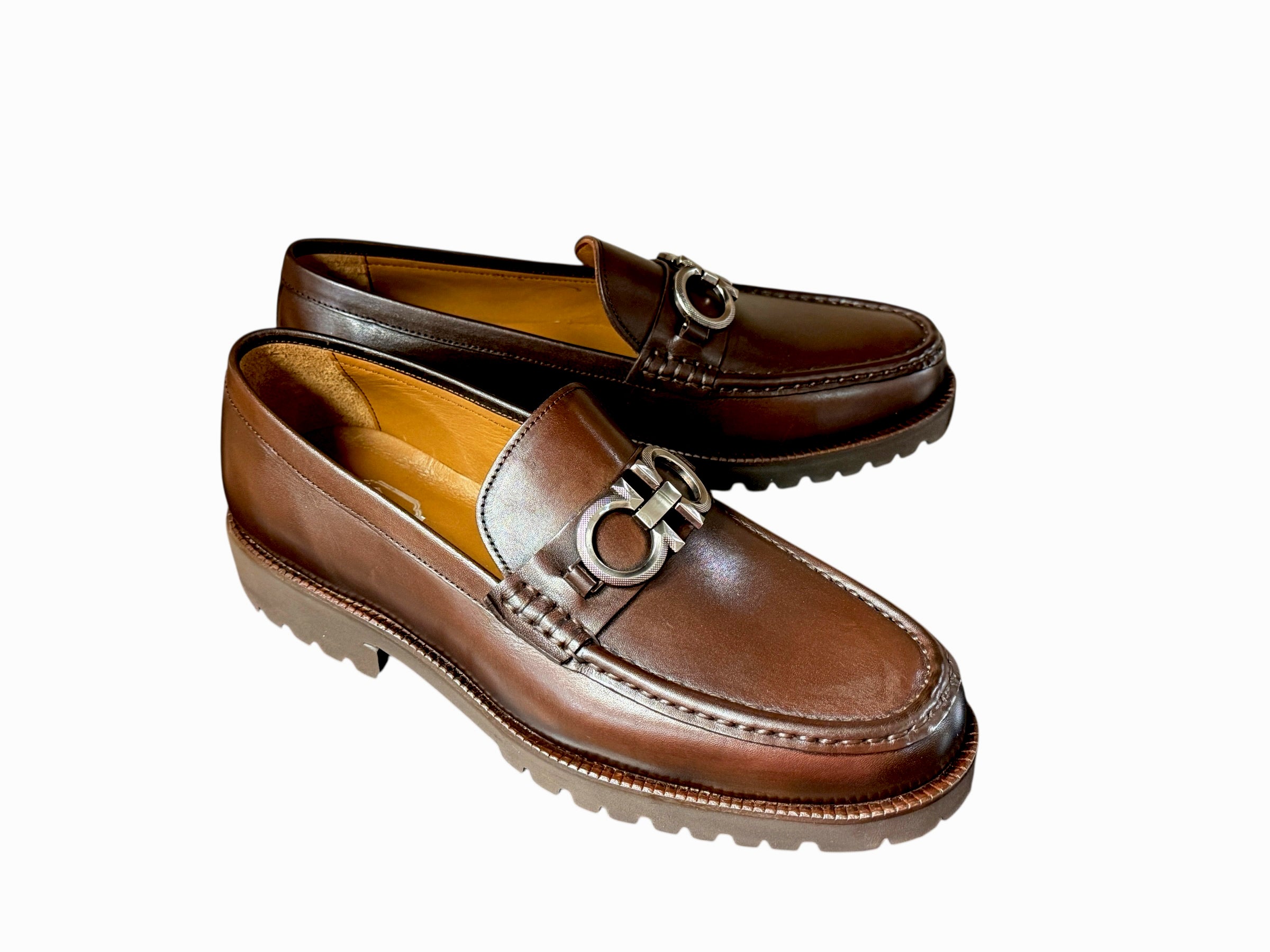 Pelle Line Newport- Buckle loafer with Lug Sole- Brown