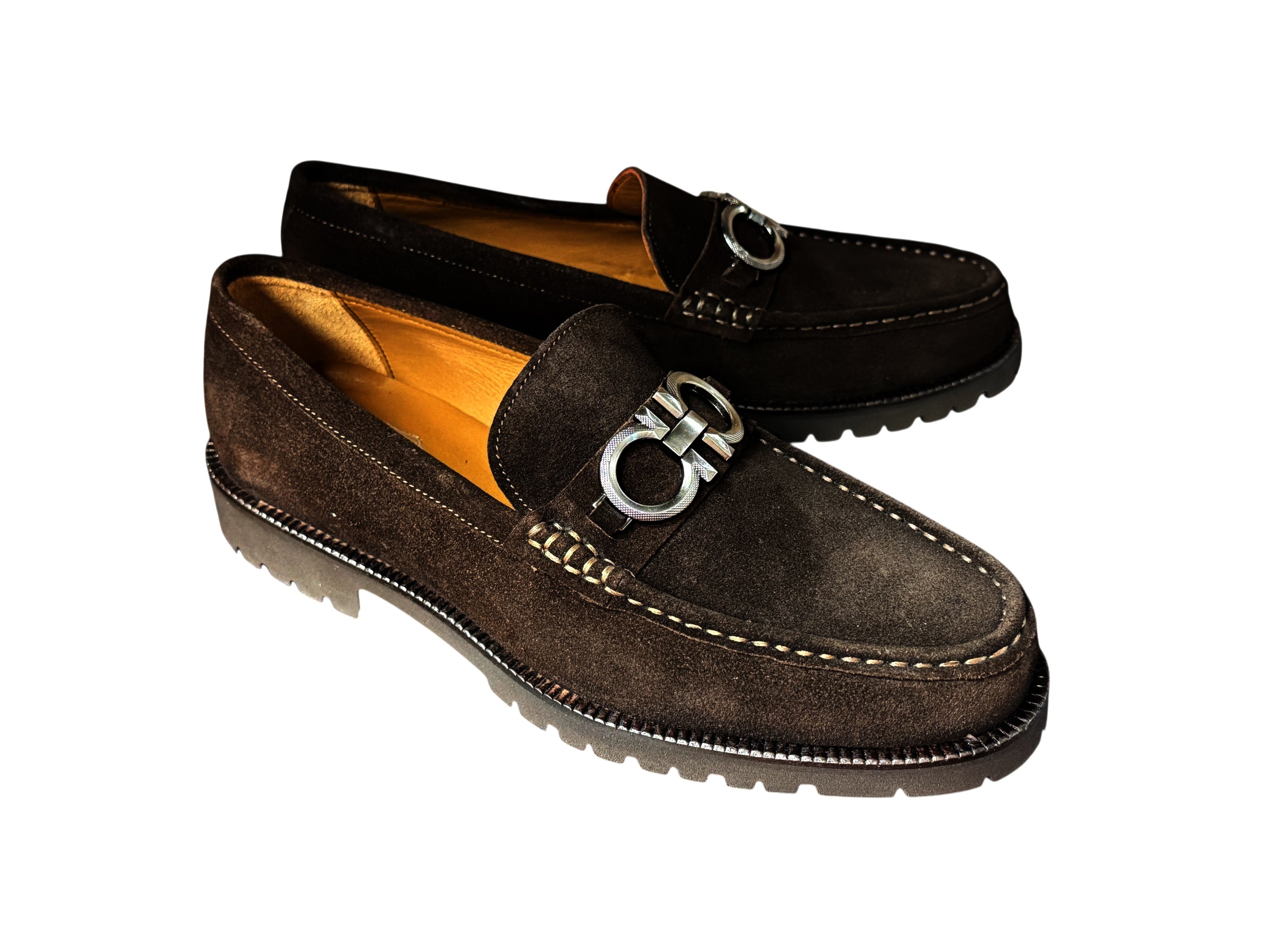 Pelle Line Newport- Buckle loafer with Lug Sole- Brown Suede