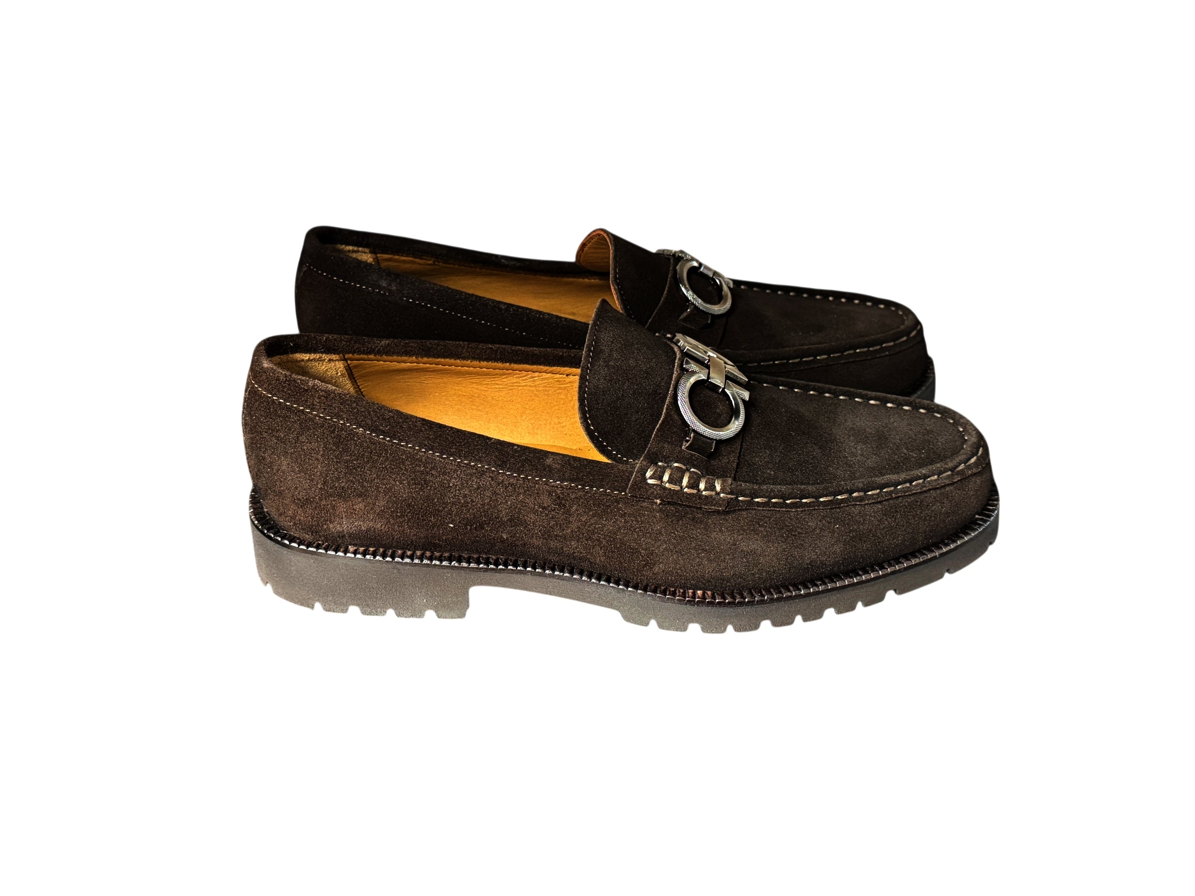 Pelle Line Newport- Buckle loafer with Lug Sole- Brown Suede