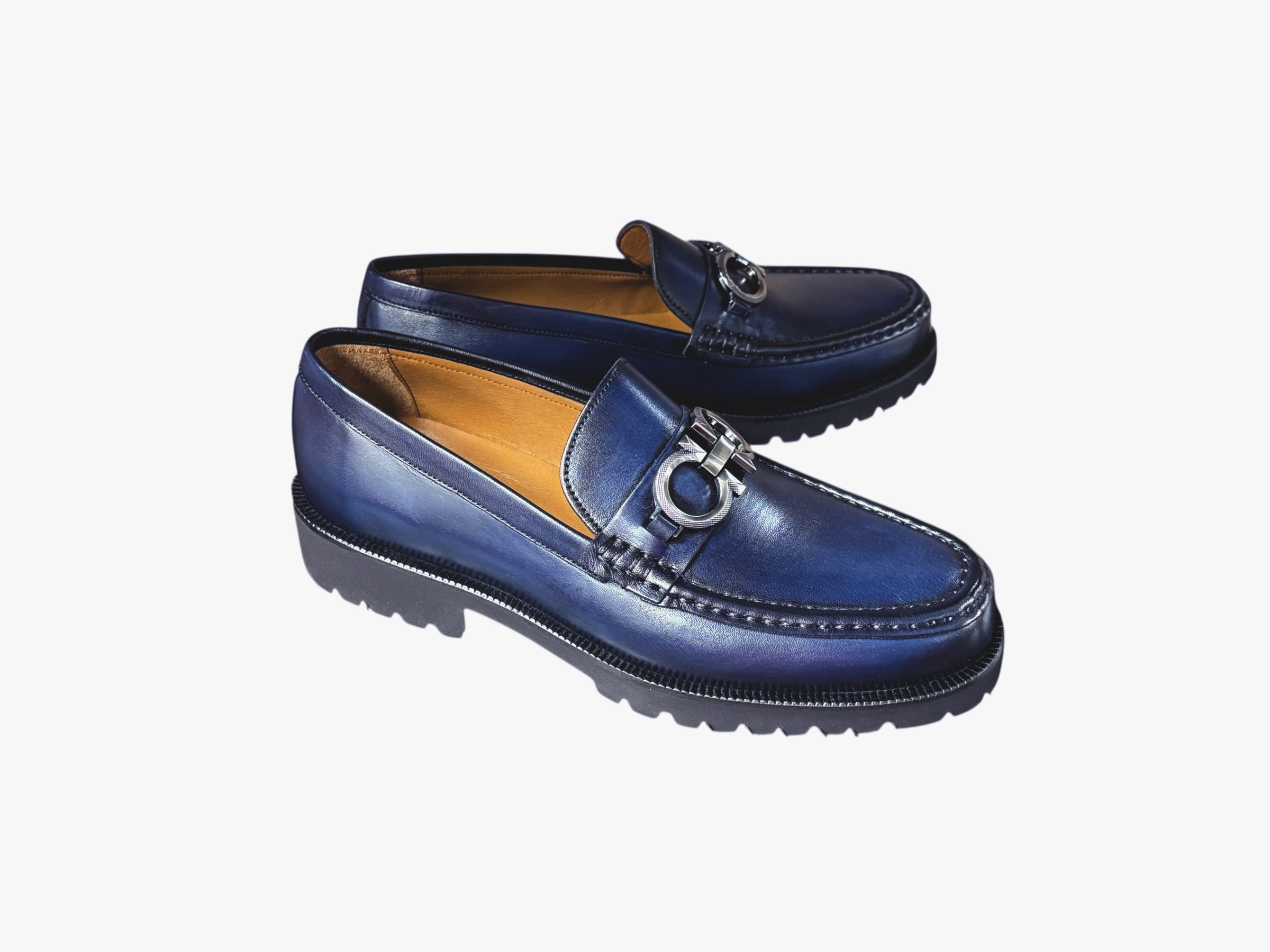 Pelle Line Newport- Buckle loafer with Lug Sole- Navy