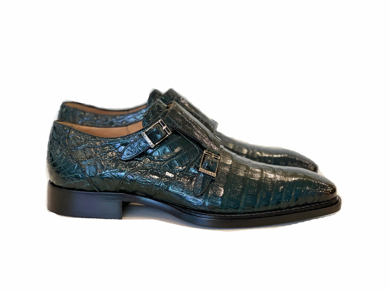 Mezlan  Exclusive Prague Double Monk Strap Crocodile Green