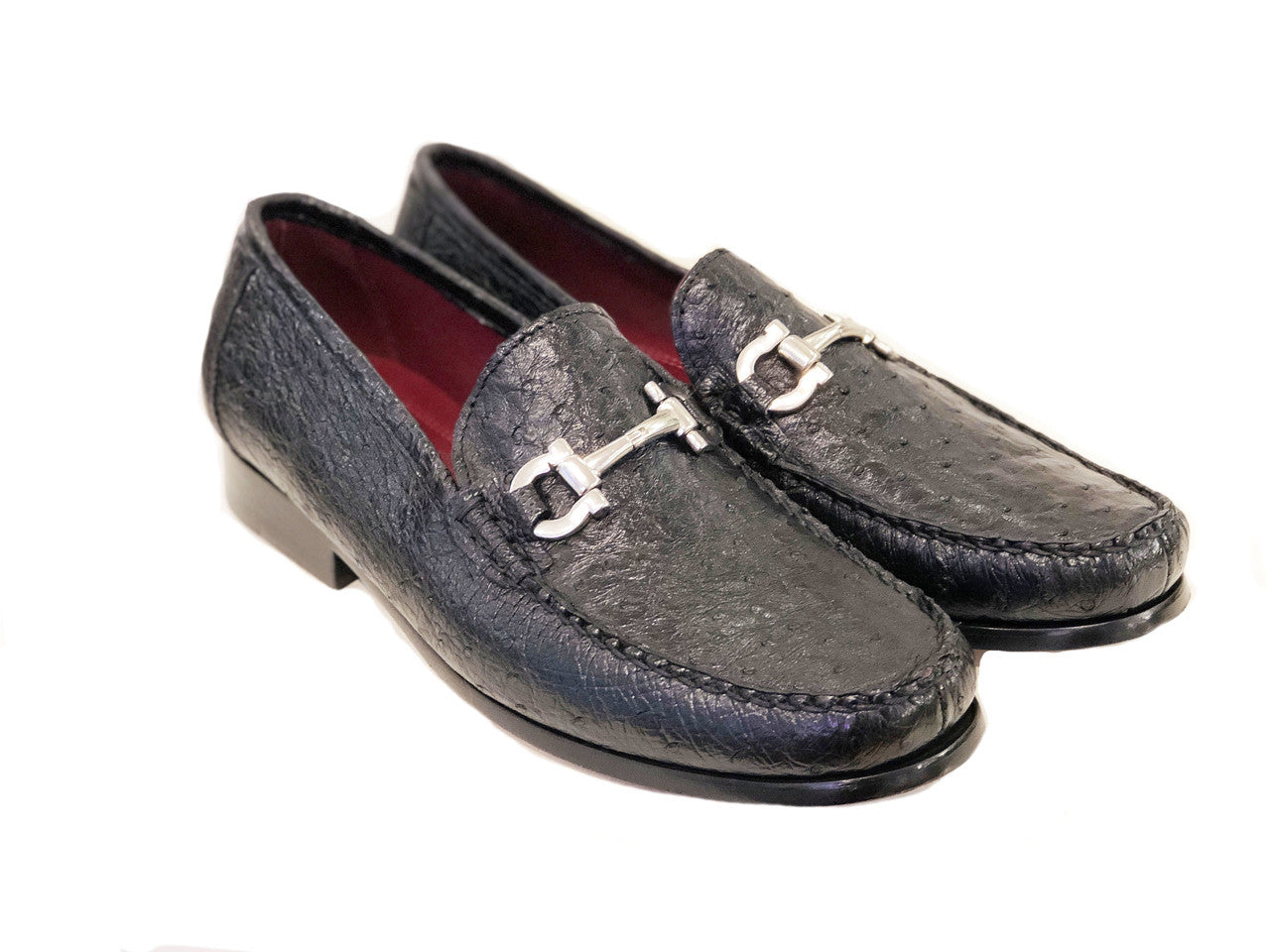 Pelle Line Exclusive Struzzo -Ostrich bit loafer Black