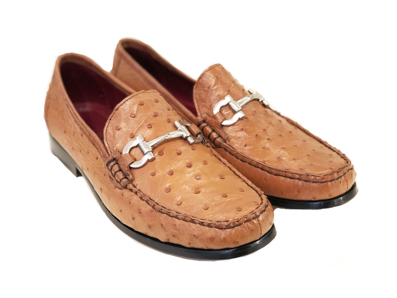 Pelle Line Exclusive Struzzo -Ostrich bit loafer Cognac